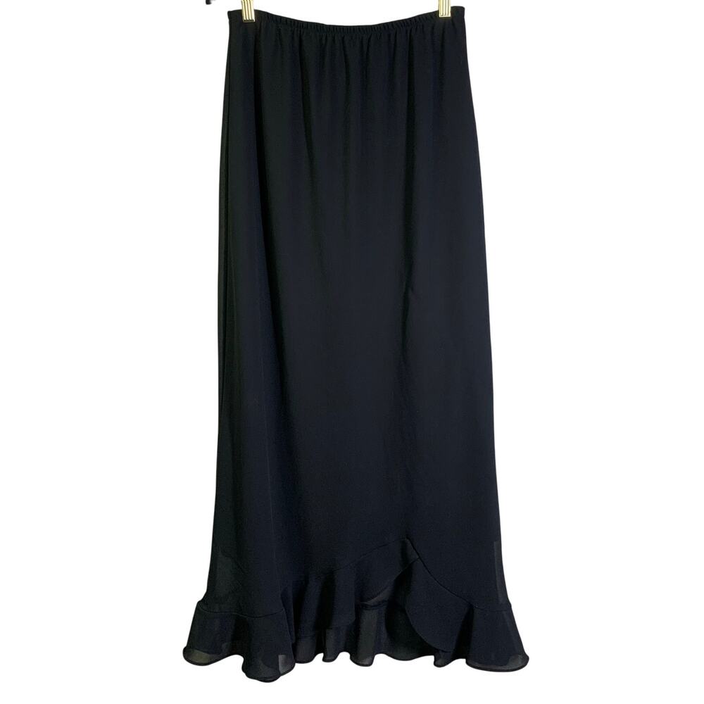 J.B.S. LTD. Skirt 14 Vintage Maxi Sheer Chiffon Ruffled Hem Elastic Waist Witchy